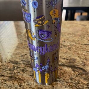 NWT Starbucks Disneyland Silver Tumbler with Purple and Yellow Accents